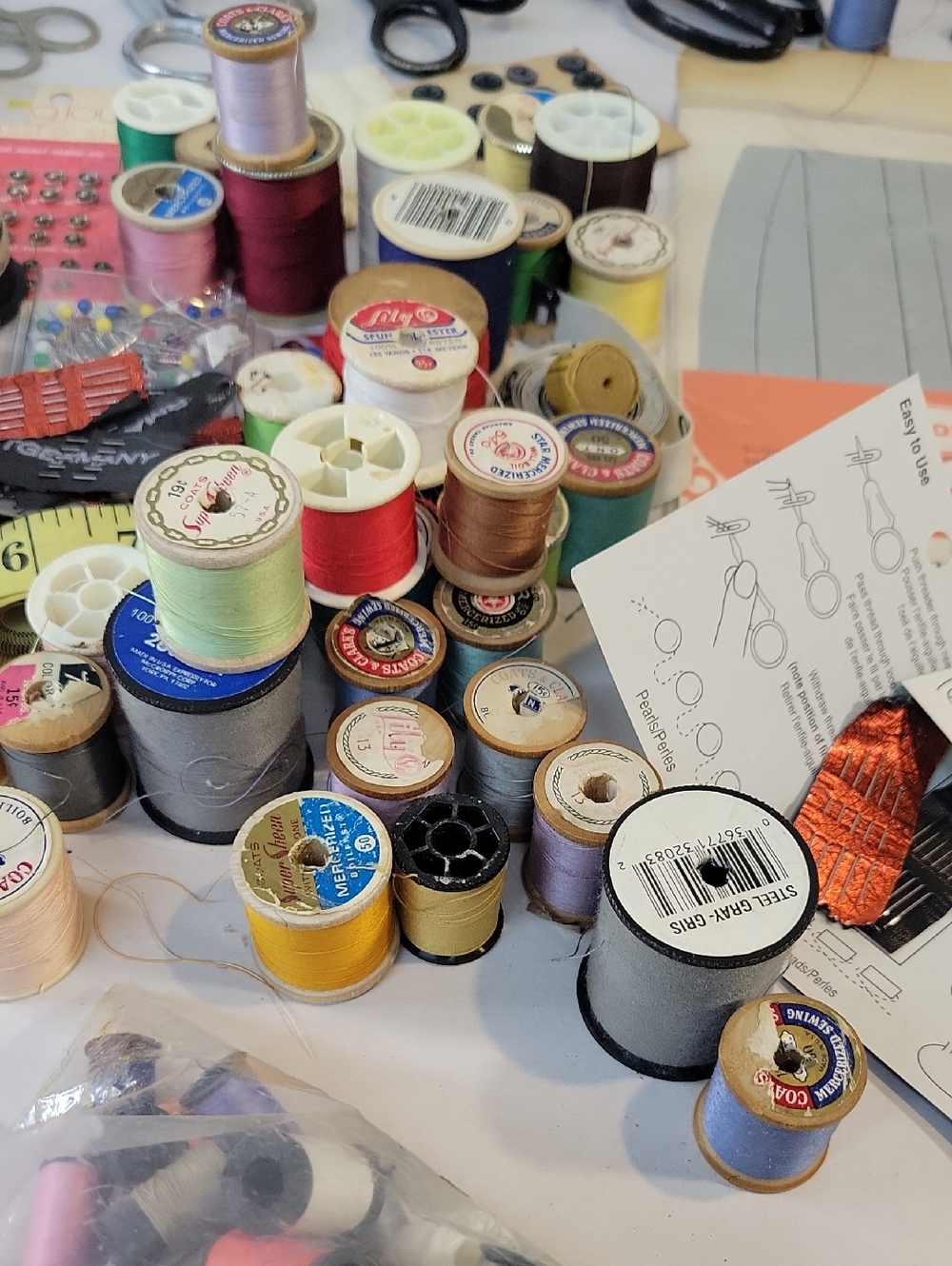 Sewing Notions Lot with Thread Spools & Scissors - Multi - Picture 7 of 17